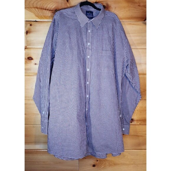 STAFFORD TRAVEL PERFORMANCE CHECK LONG SLEEVE X TALL 19 38/39 BURGUNDY White - Picture 1 of 8